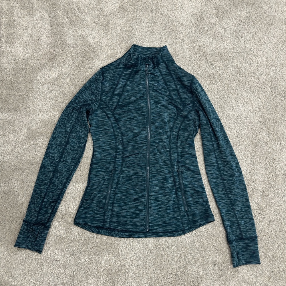 90 Degree By Reflex Striped Teal Zip Jacket